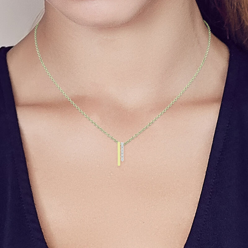 Diamond Double Bar Pendant in 10k Two Tone Gold image number null